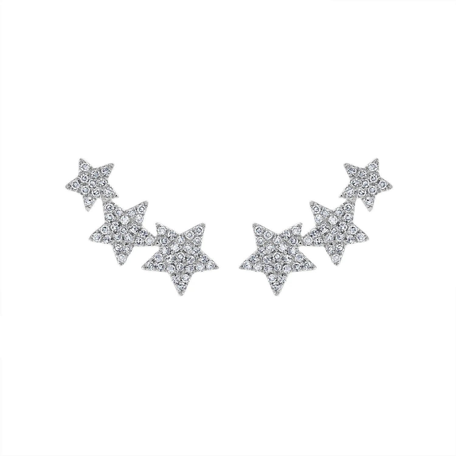 14KT GOLD THREE DIAMOND STARS CLIMBER EARRING