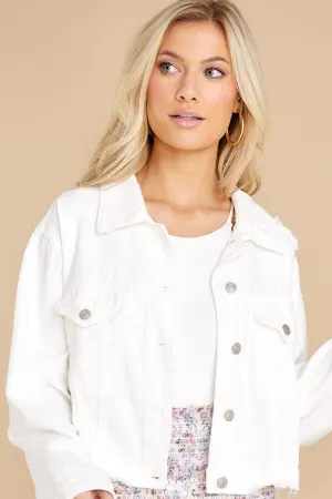 About Town White Distressed Denim Jacket