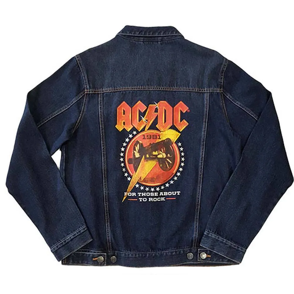 AC/DC Unisex Adult About To Rock Back Print Denim Jacket