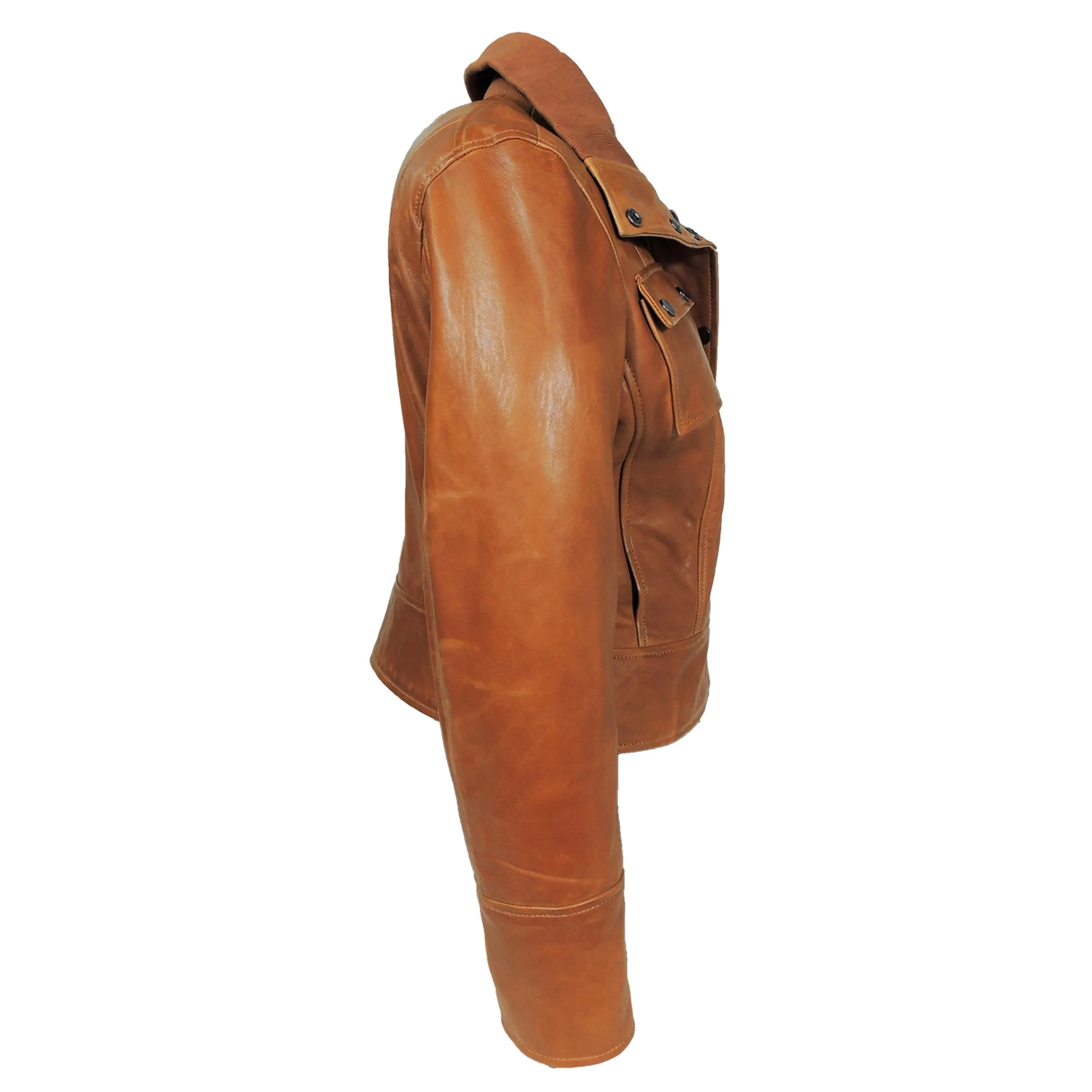 Arlet Womens Leather Short Jacket Tan