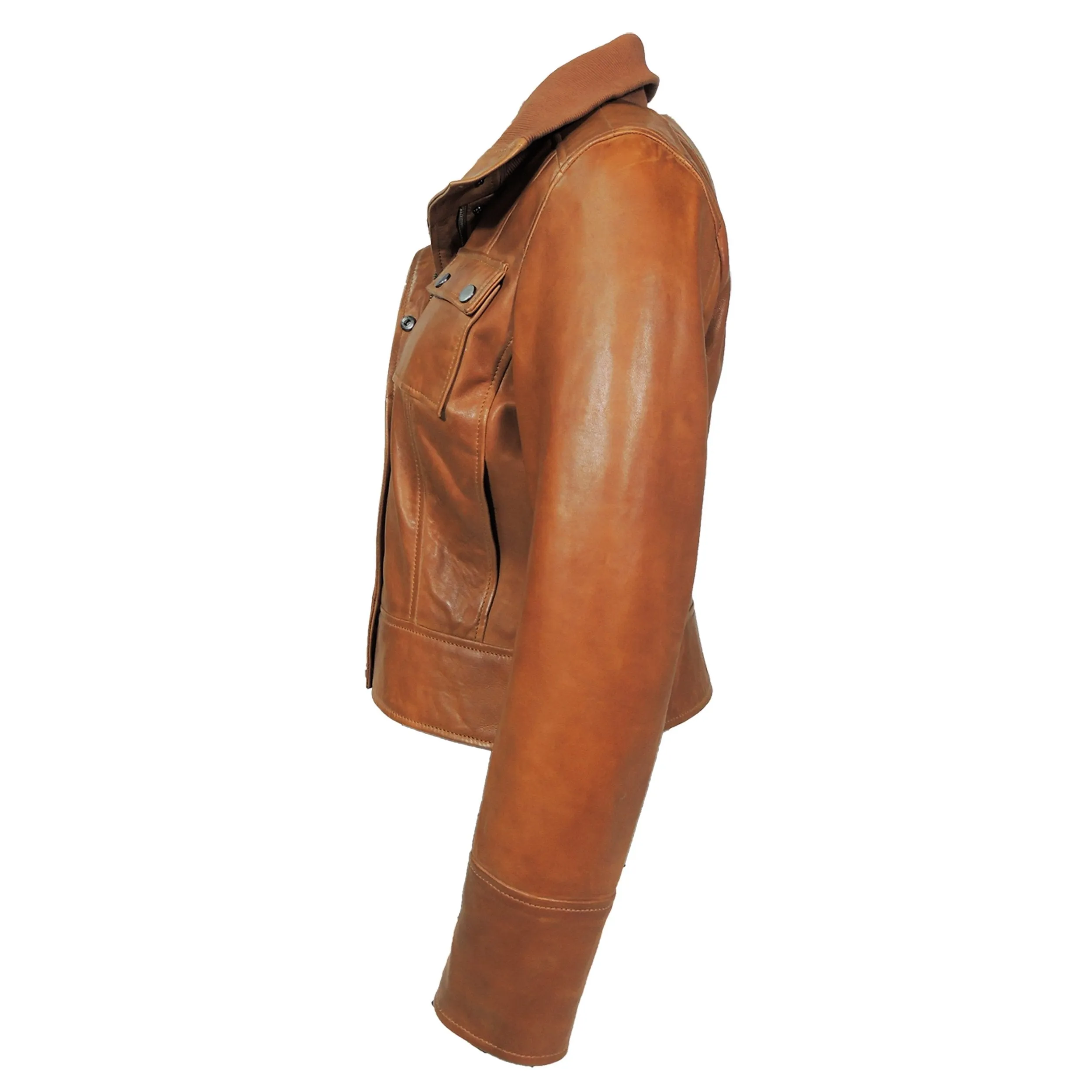 Arlet Womens Leather Short Jacket Tan