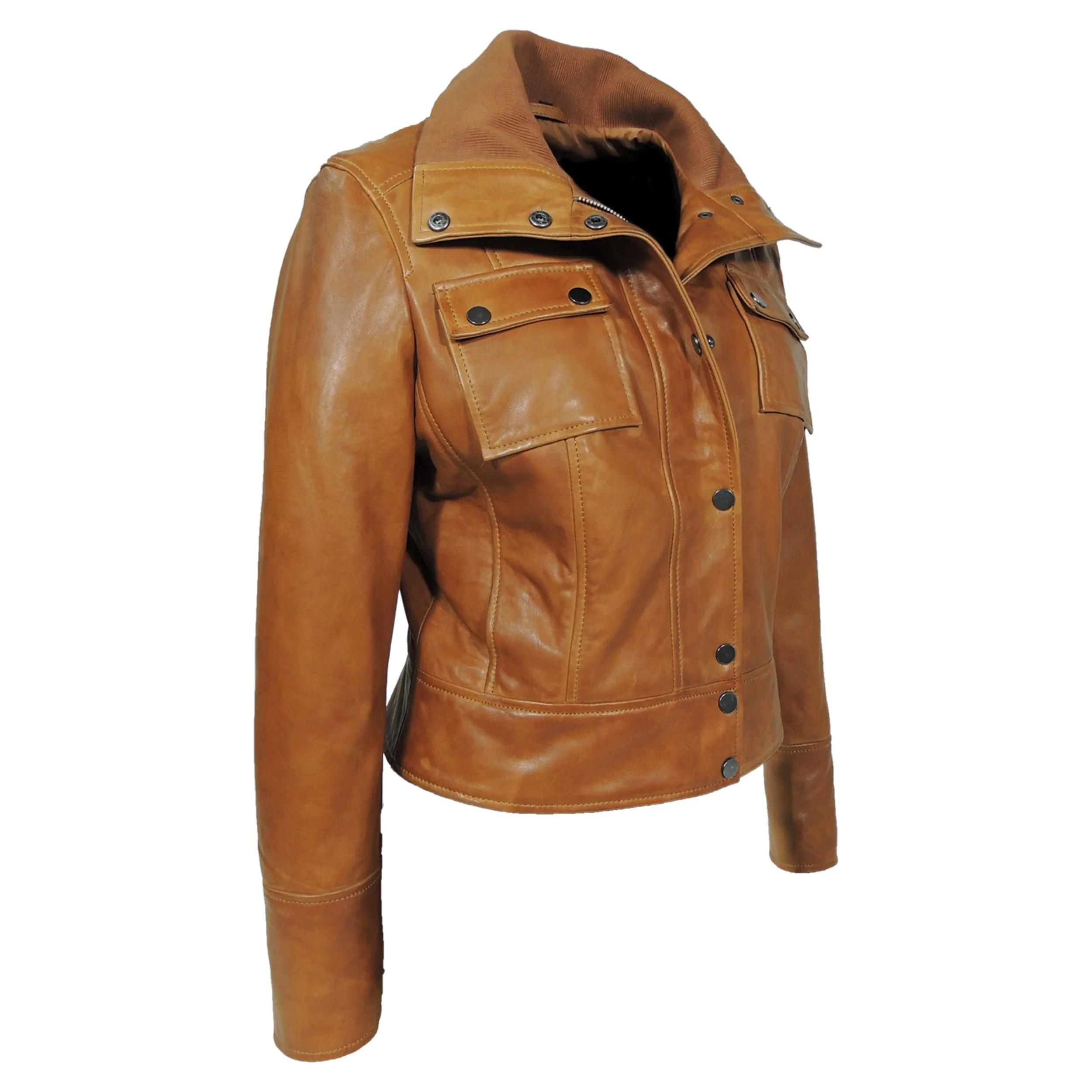 Arlet Womens Leather Short Jacket Tan