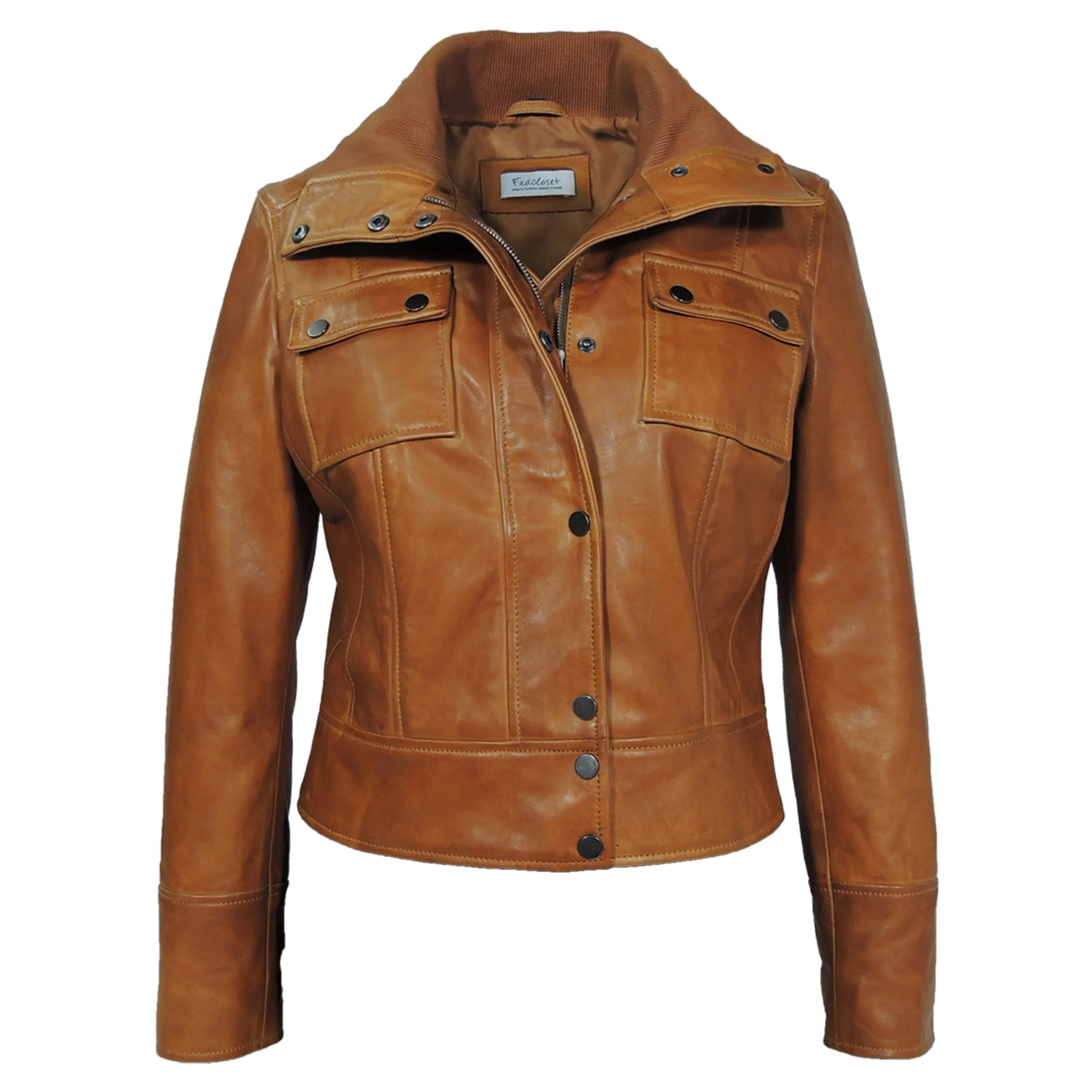 Arlet Womens Leather Short Jacket Tan