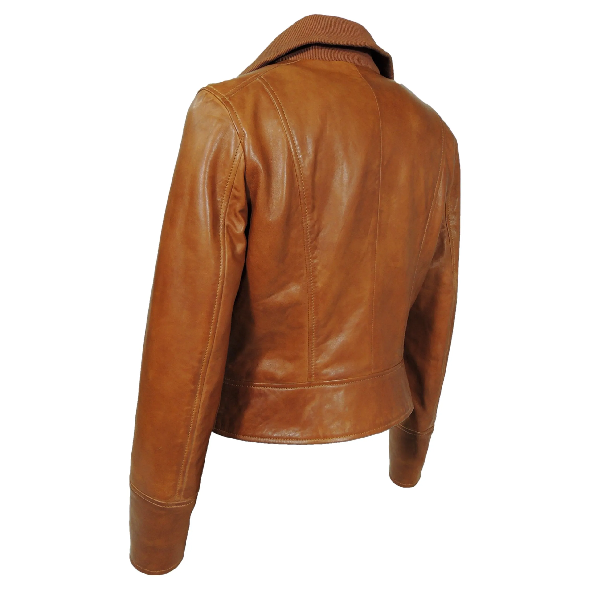 Arlet Womens Leather Short Jacket Tan