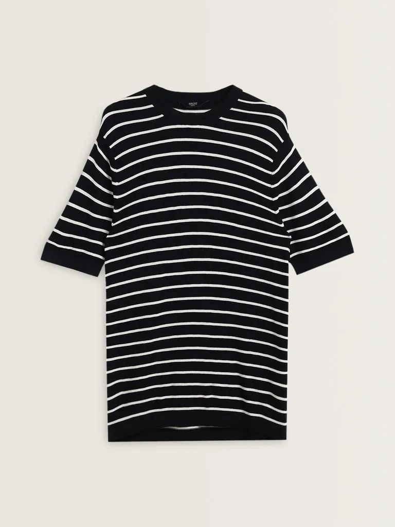 Ascot Navy Striped Relaxed-Fit T-Shirt