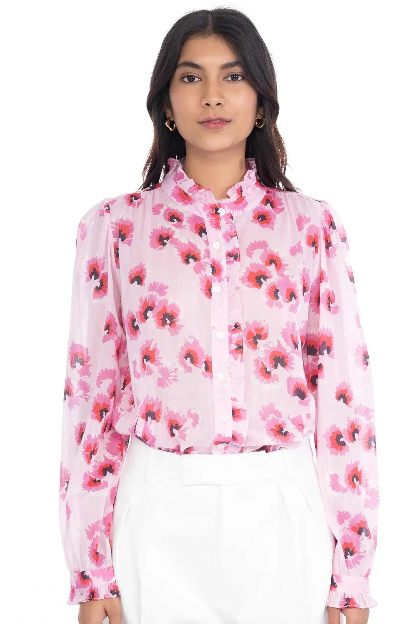 Banjanan - Christina Shirt in Leopard Floral Tulle