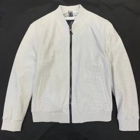 Barya NewYork White Perforated Lambskin Bomber Jacket