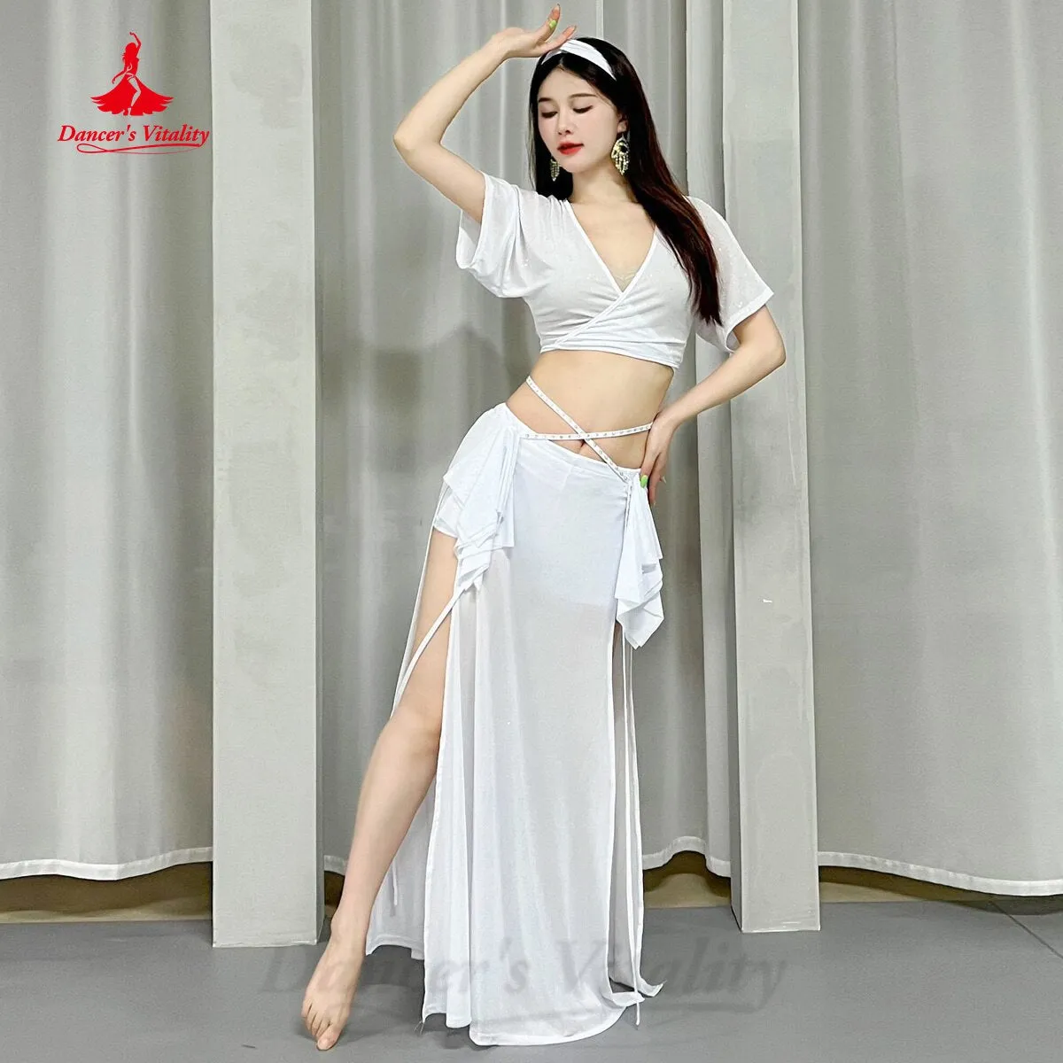 Belly Dance Costume Women 2023 New Summer Gauze Short Sleeves Top Long Skirt 2pcs Oriental Training Suit Bellydance Outfit