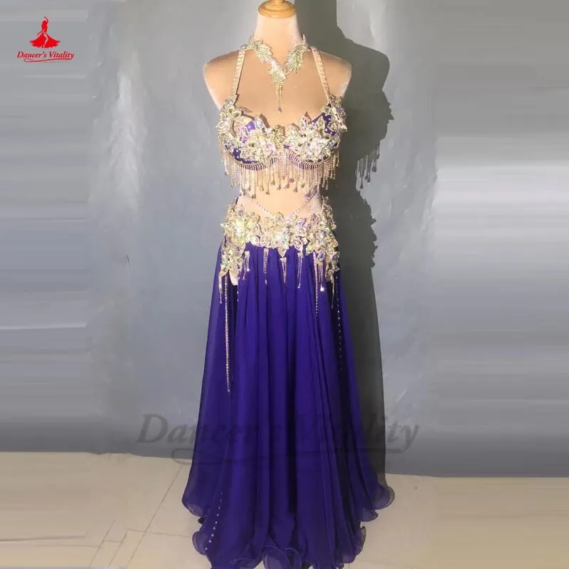 Belly Dance Performance Costume Suit for Women Customized Children Adult Bra chiffon Long Skirt 2pcs Oriental Belly Dancing Suit