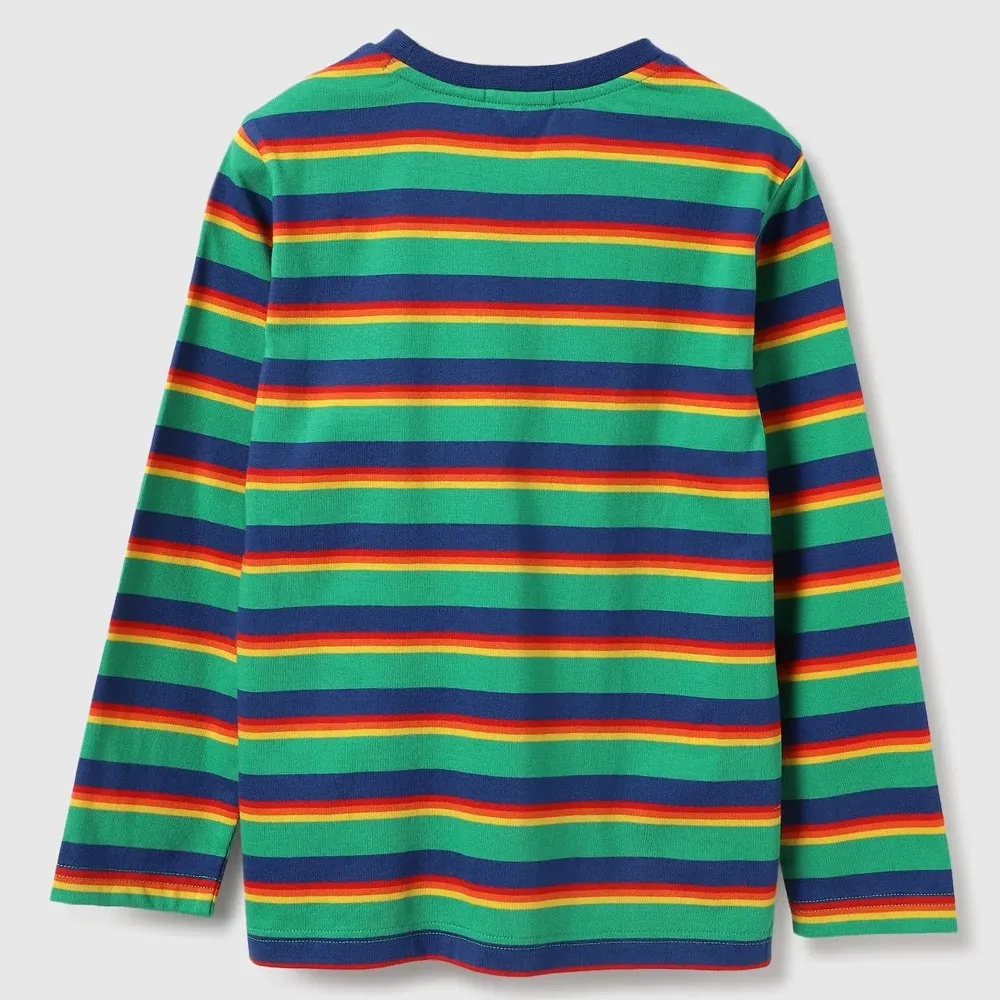 Blue Striped Full Sleeves T-Shirt