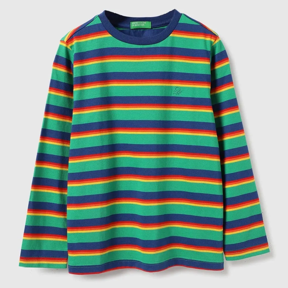 Blue Striped Full Sleeves T-Shirt