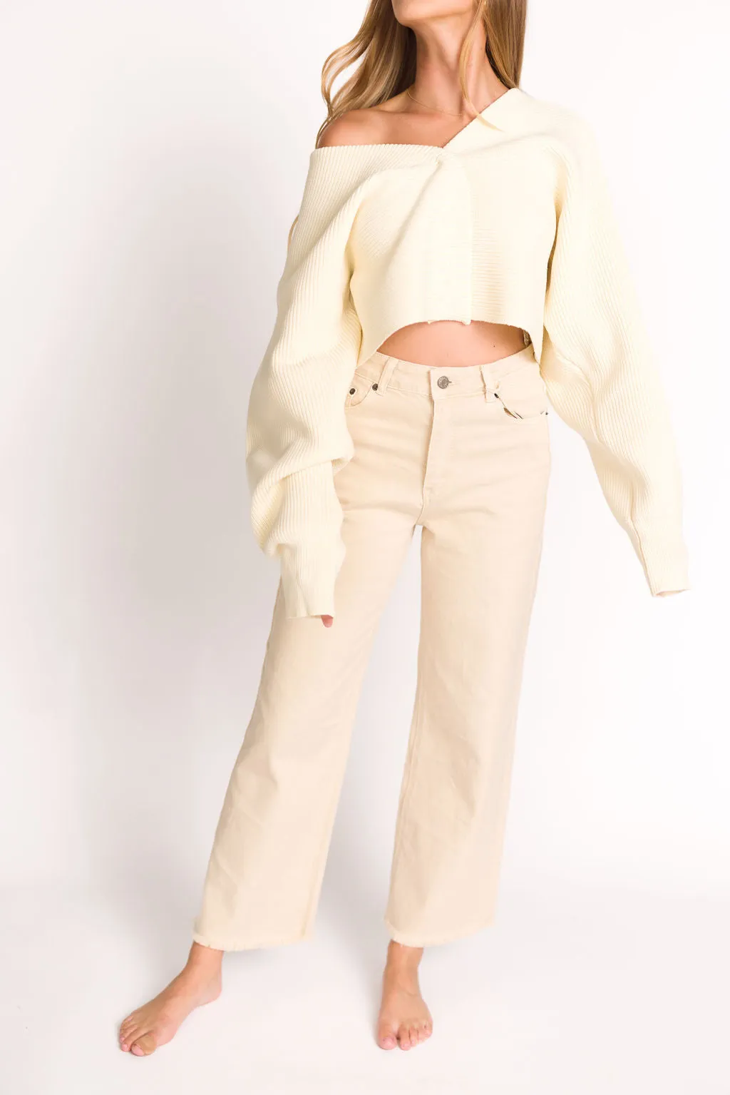 Brayden High-Waisted Jeans in Cream