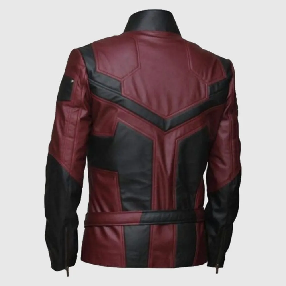 Charlie Cox Daredevil Costume Leather Jacket Maroon Black Contrast