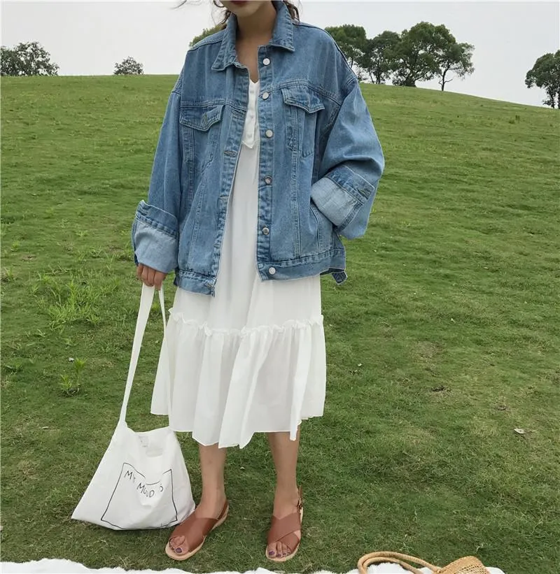 Classic Denim Light Blue Washed Oversized Jacket