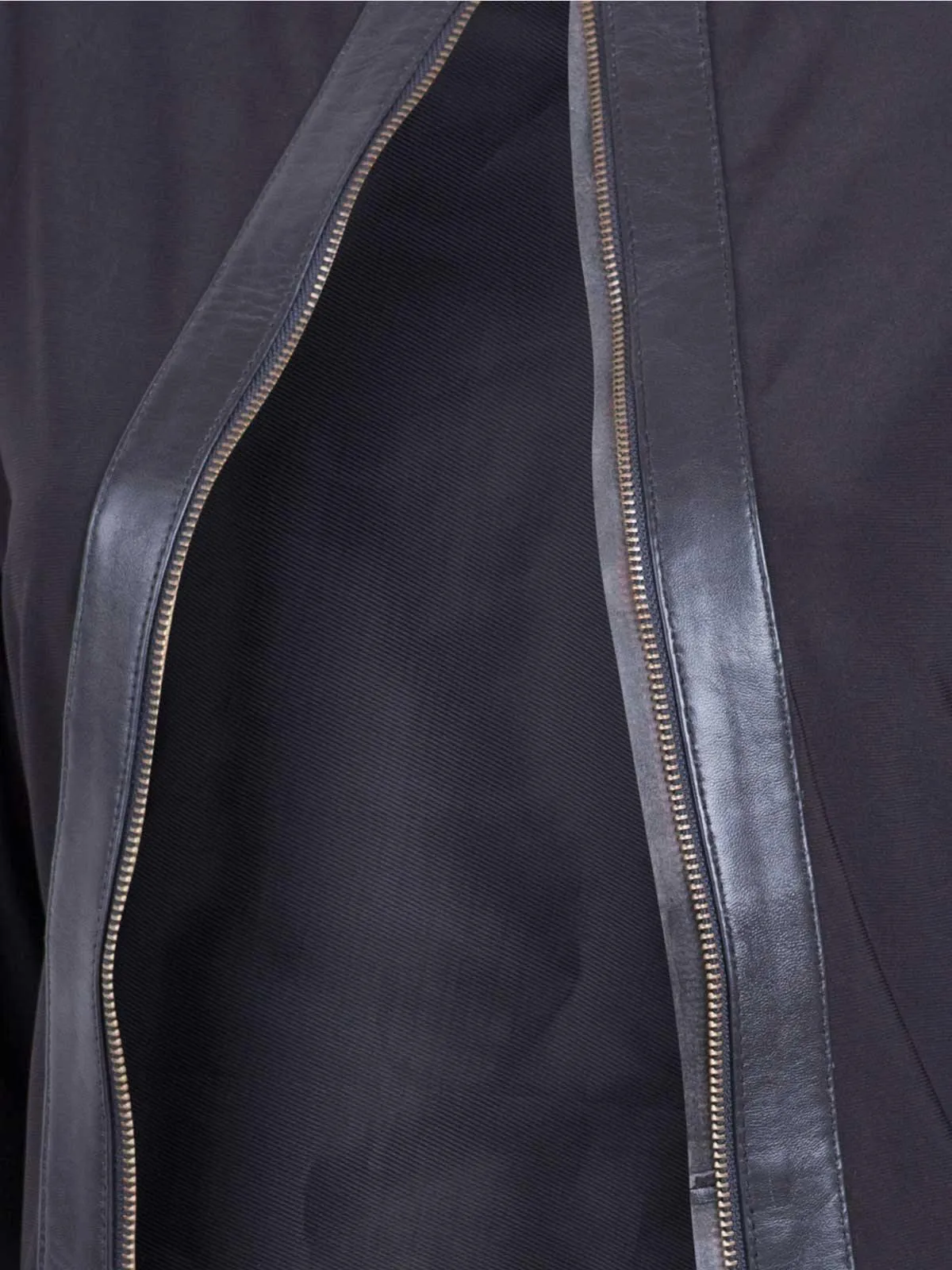 Collarless Leather Shirt Jacket in Black