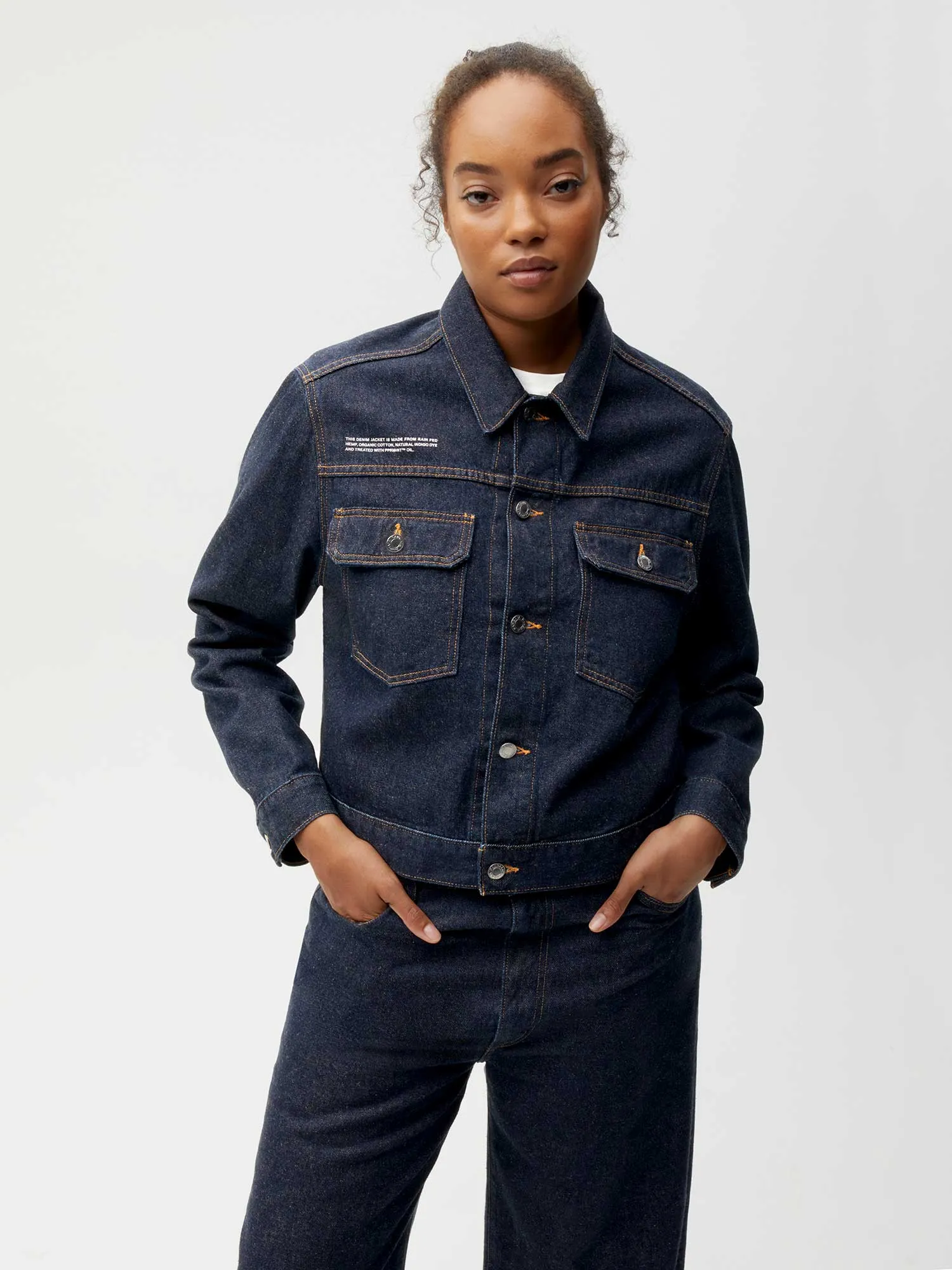 Cropped Hemp Denim Jacket—rinse wash