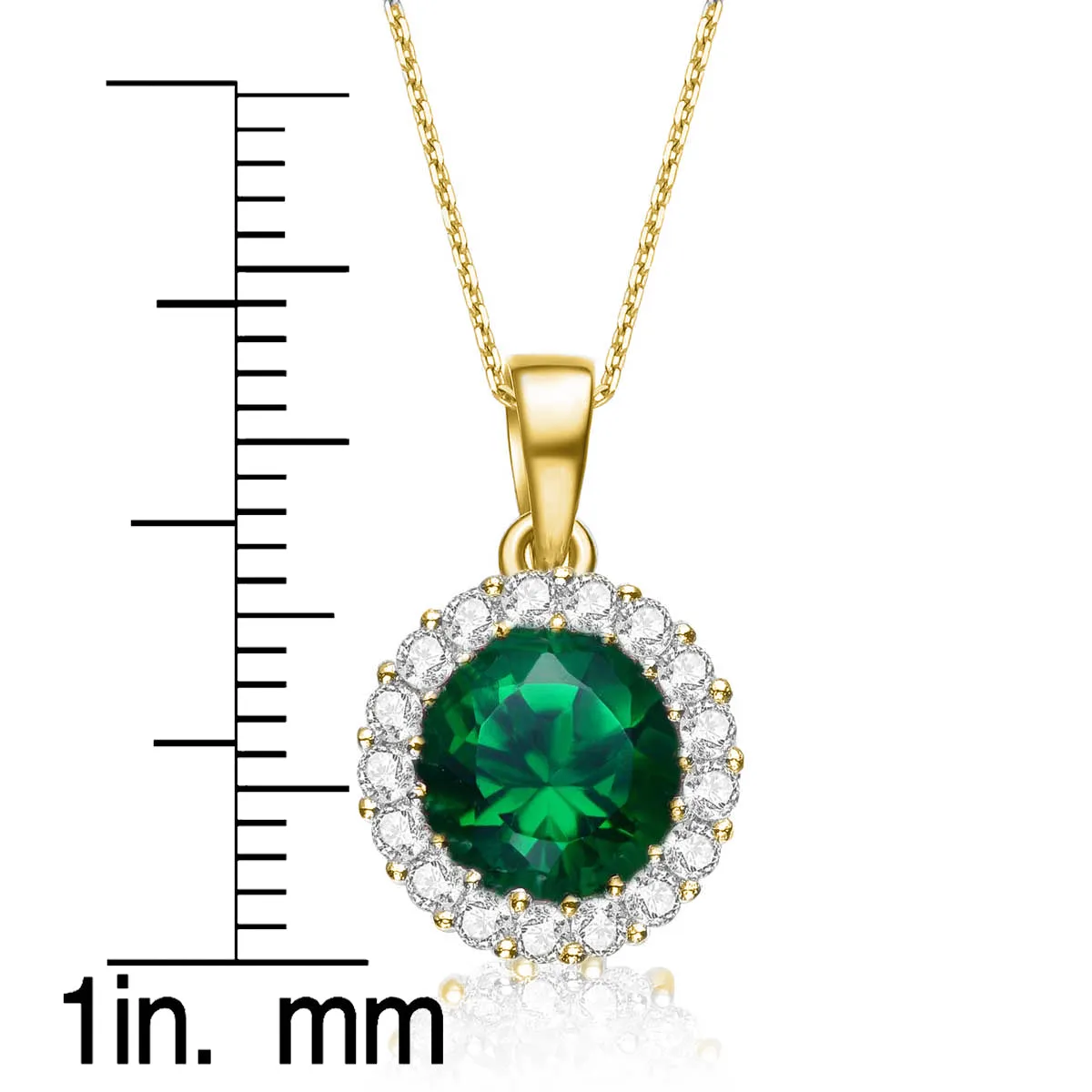 Cubic Zirconia Sterling Silver Gold plated Round Pendant