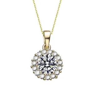 Cubic Zirconia Sterling Silver Gold plated Round Pendant