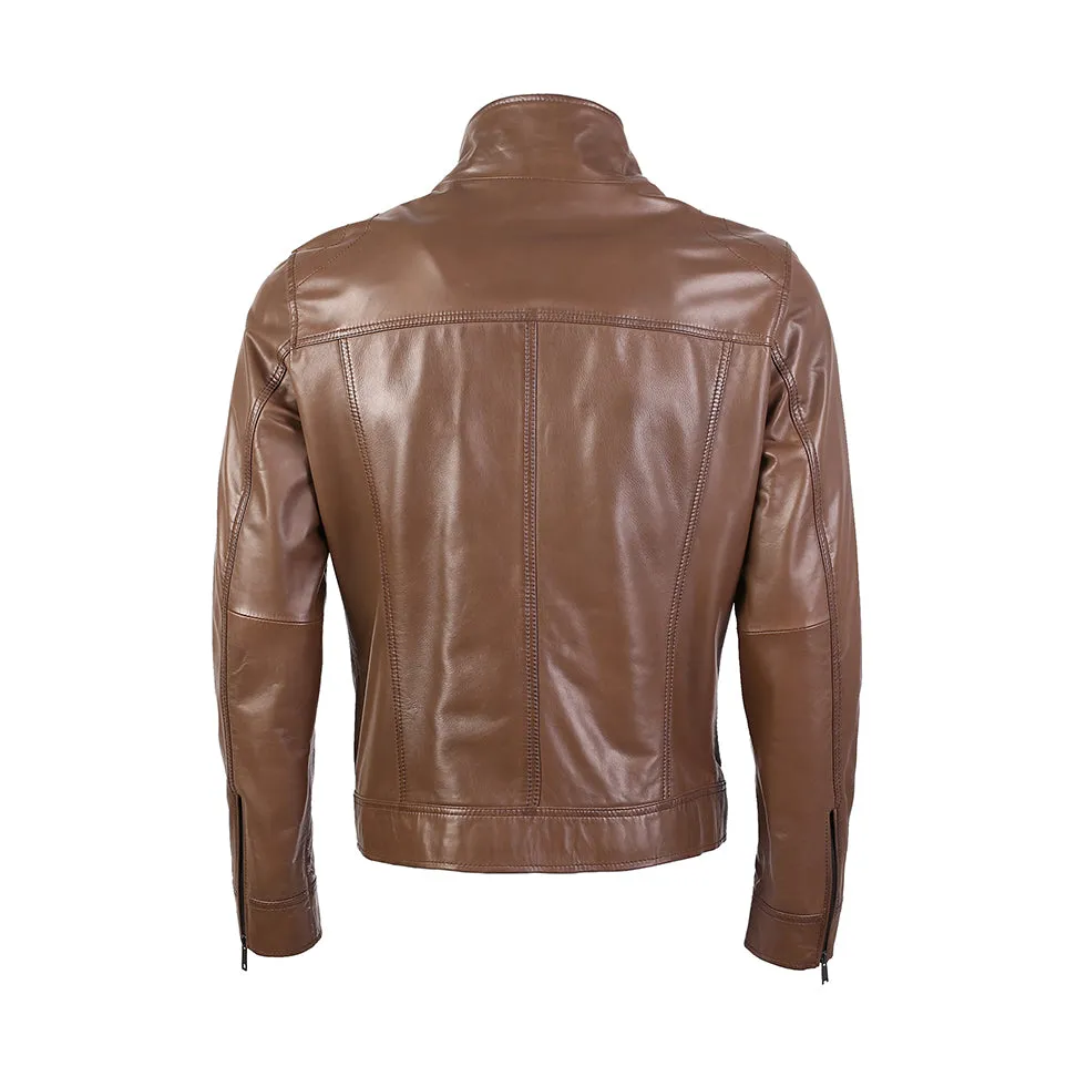 Cuomo Men's Choco Brown Leather Jacket