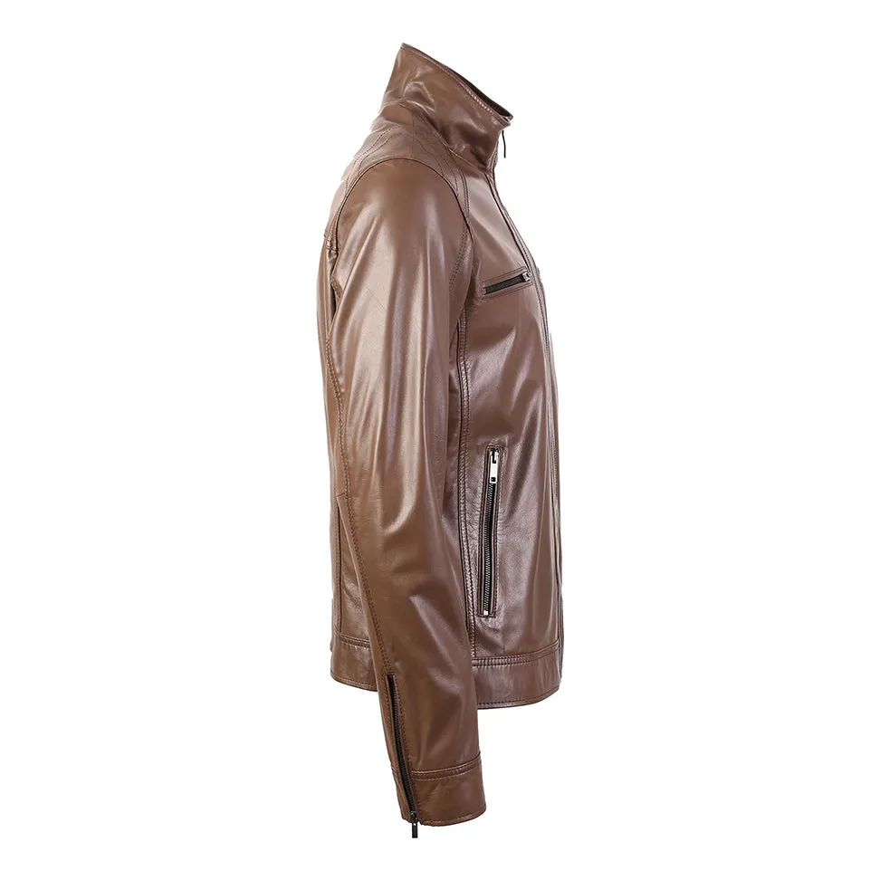 Cuomo Men's Choco Brown Leather Jacket