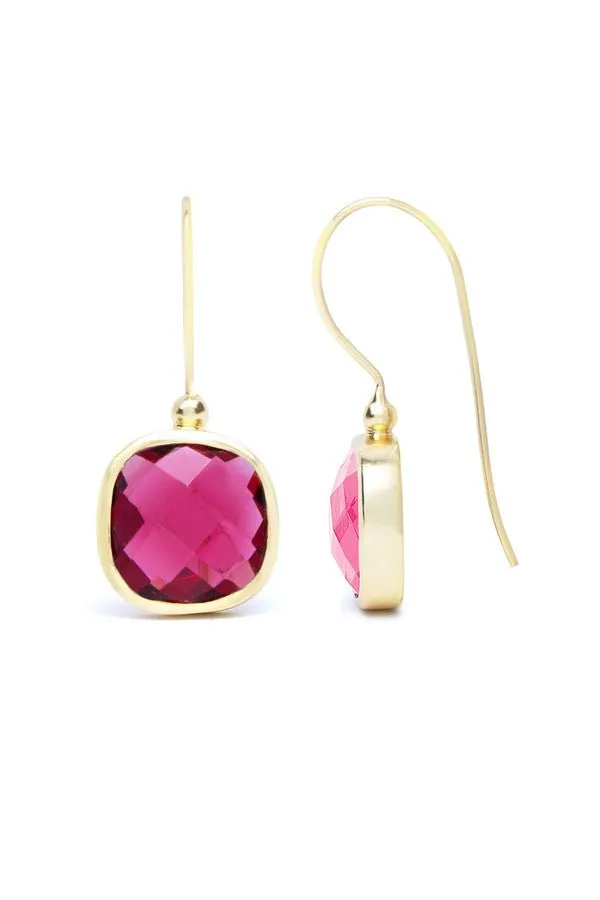 Cushion Cut Gemstone Earrings