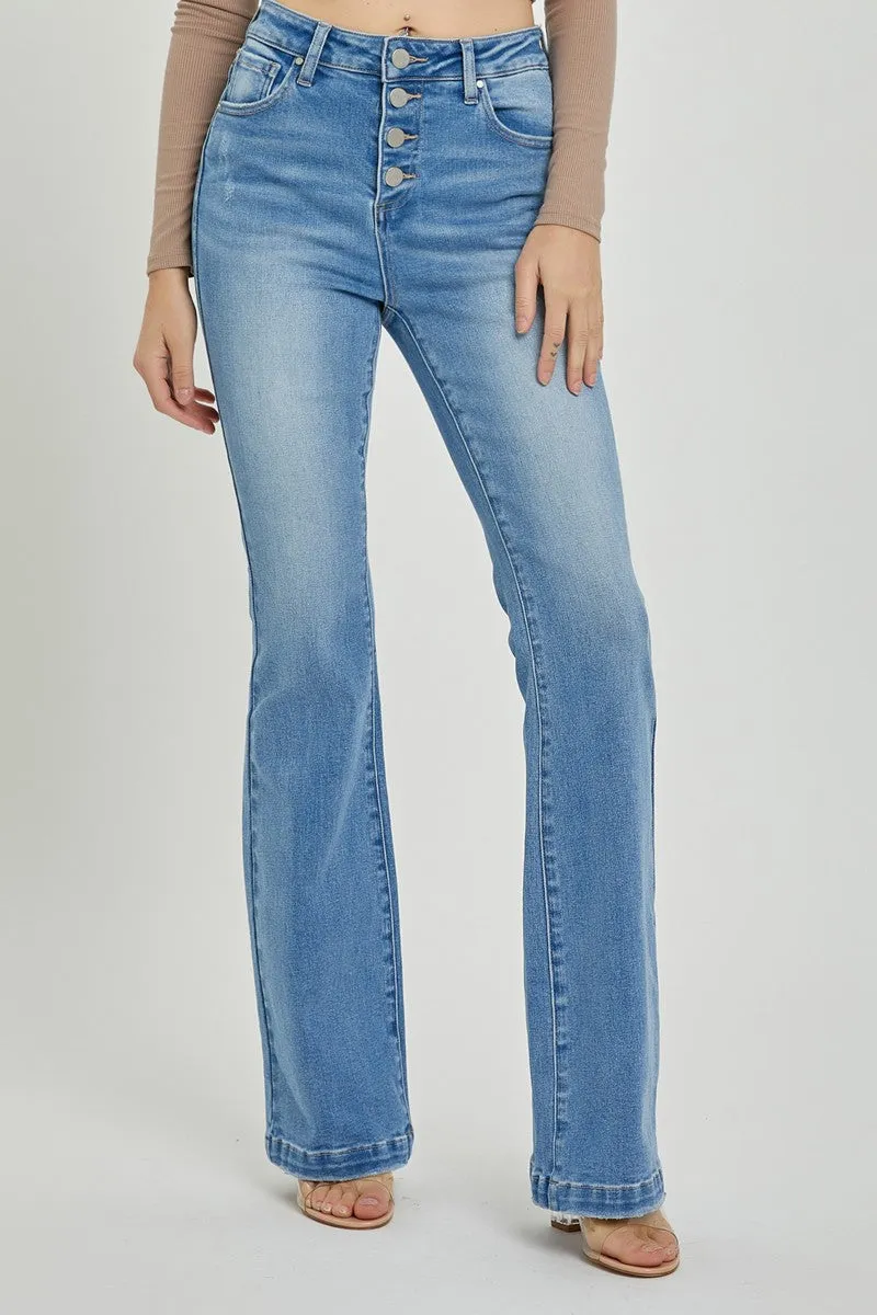 Full Size High Rise Button Fly Bootcut Jeans