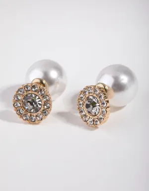 Gold Pearl Jacket Earrings