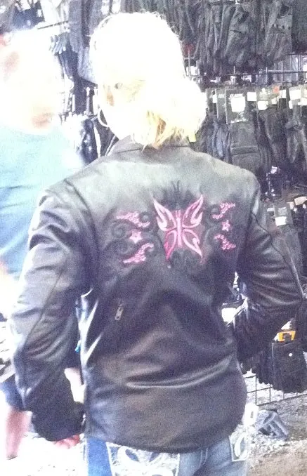 Hot pink butterfly leather jacket - Reflective