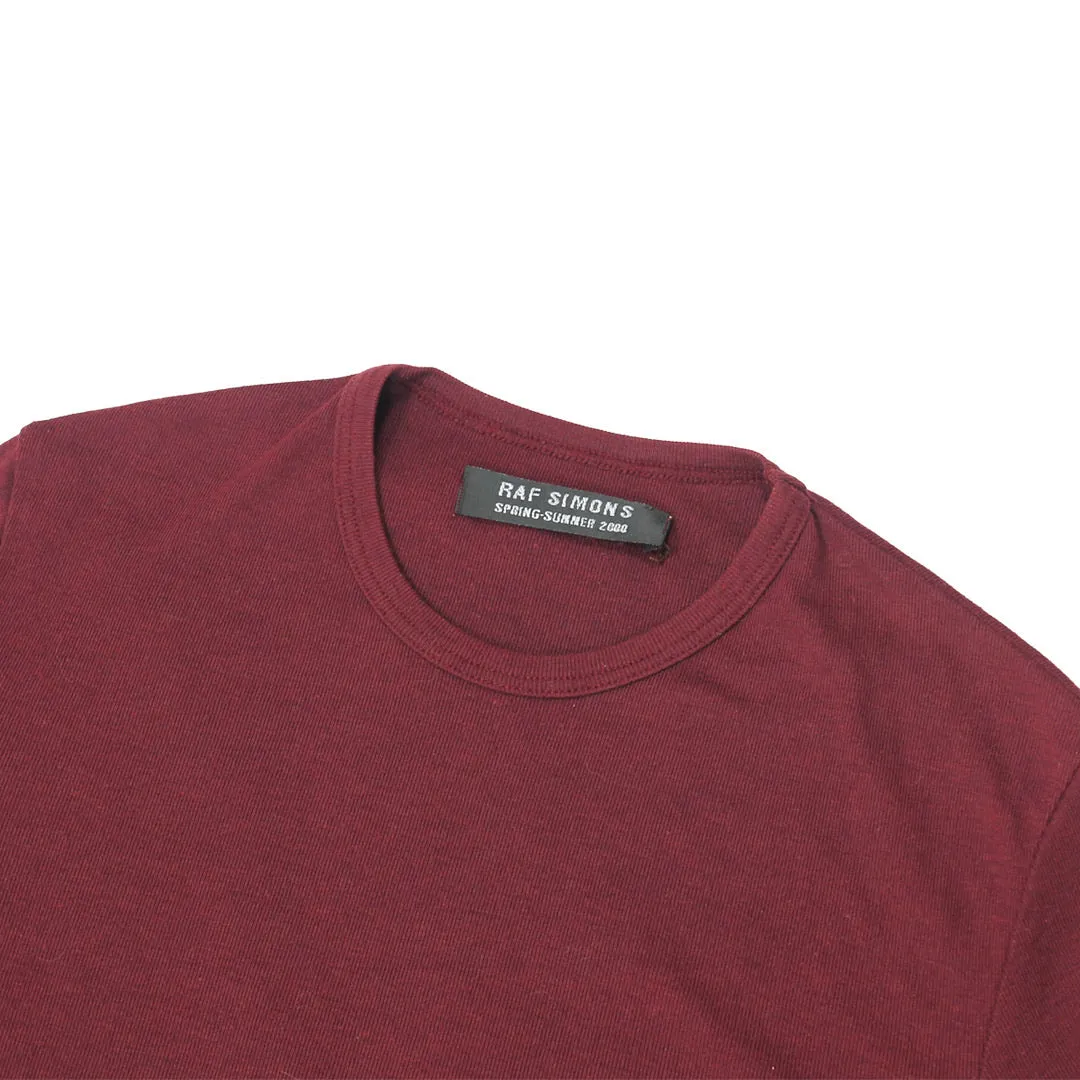 INQUIRE Raf Simons Maroon Curved Hem shirt S/S2000 “Summa Cum Laude” 46