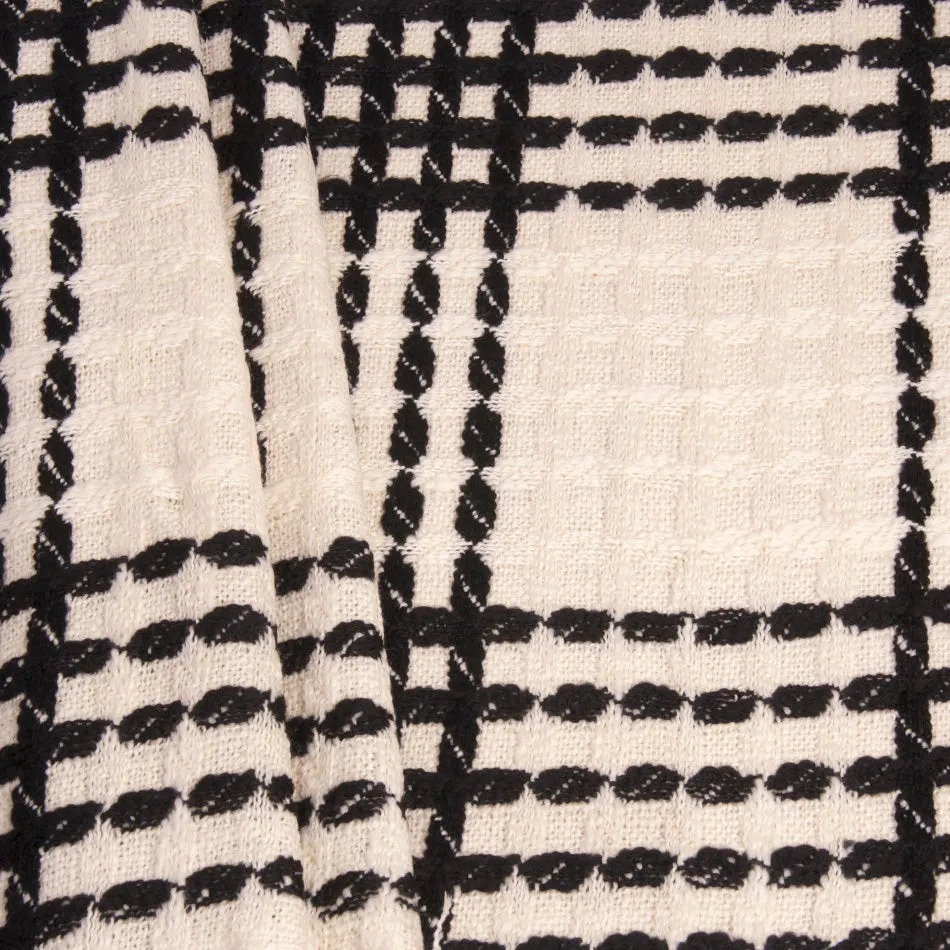 Ivory Black Check Coating Fabric 201