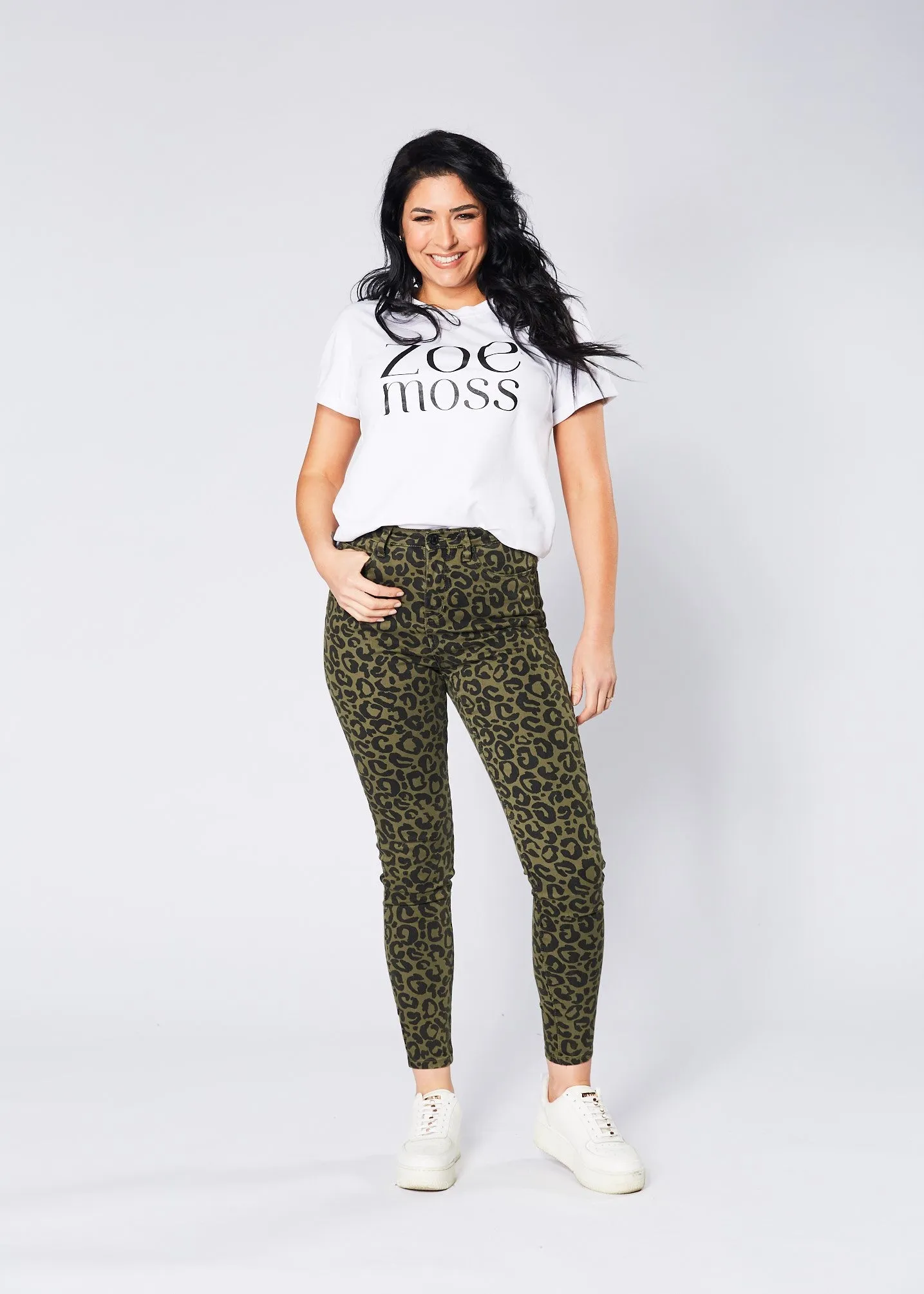 Lana Jeans - Khaki Leopard