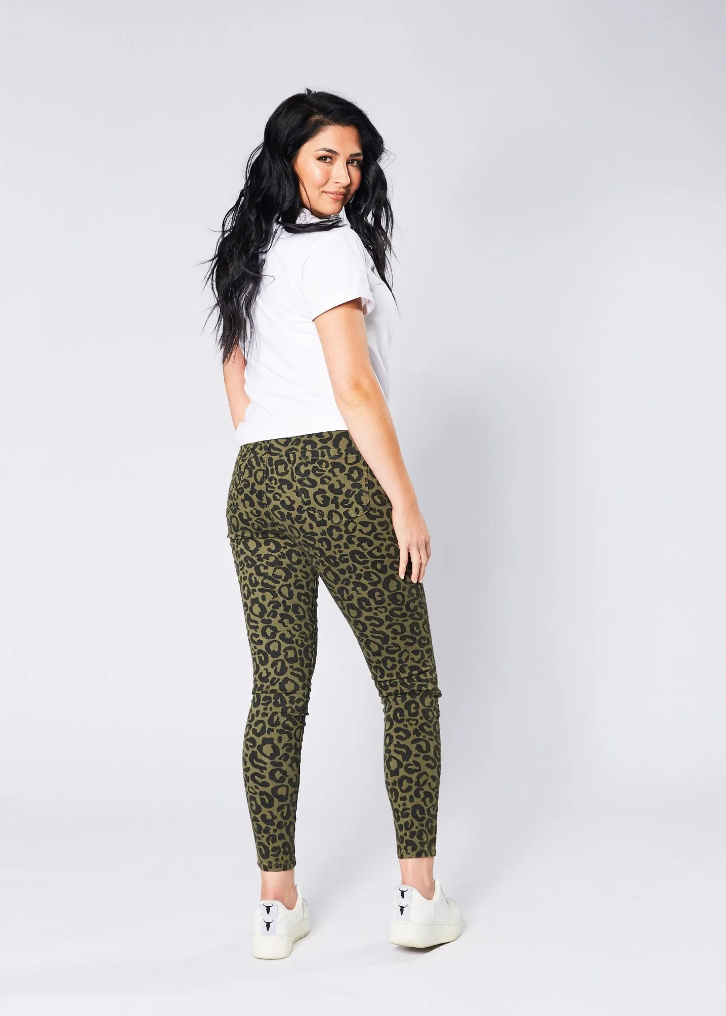 Lana Jeans - Khaki Leopard