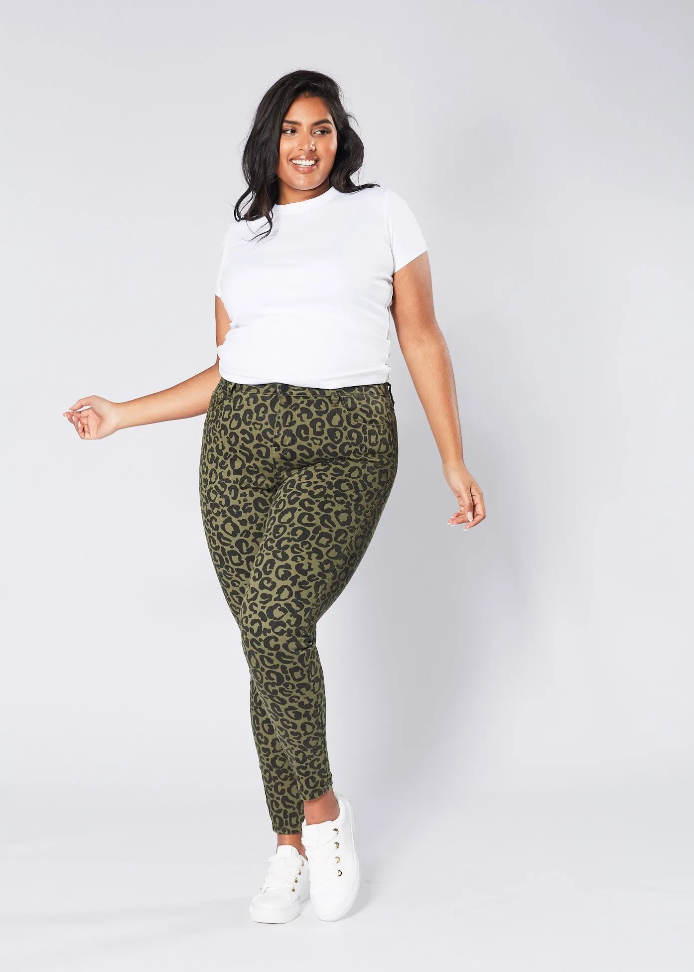 Lana Jeans - Khaki Leopard