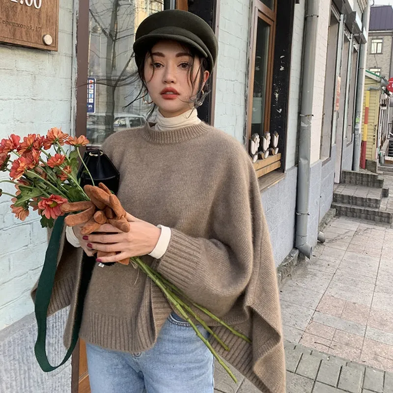 Lunivop barn jacket outfits Japanese Autumn and Winter Dual-Use Versatile Loose Sweater Korean Style Thick Needle Cape Mid-Length Sweater Shawl Waistcoat