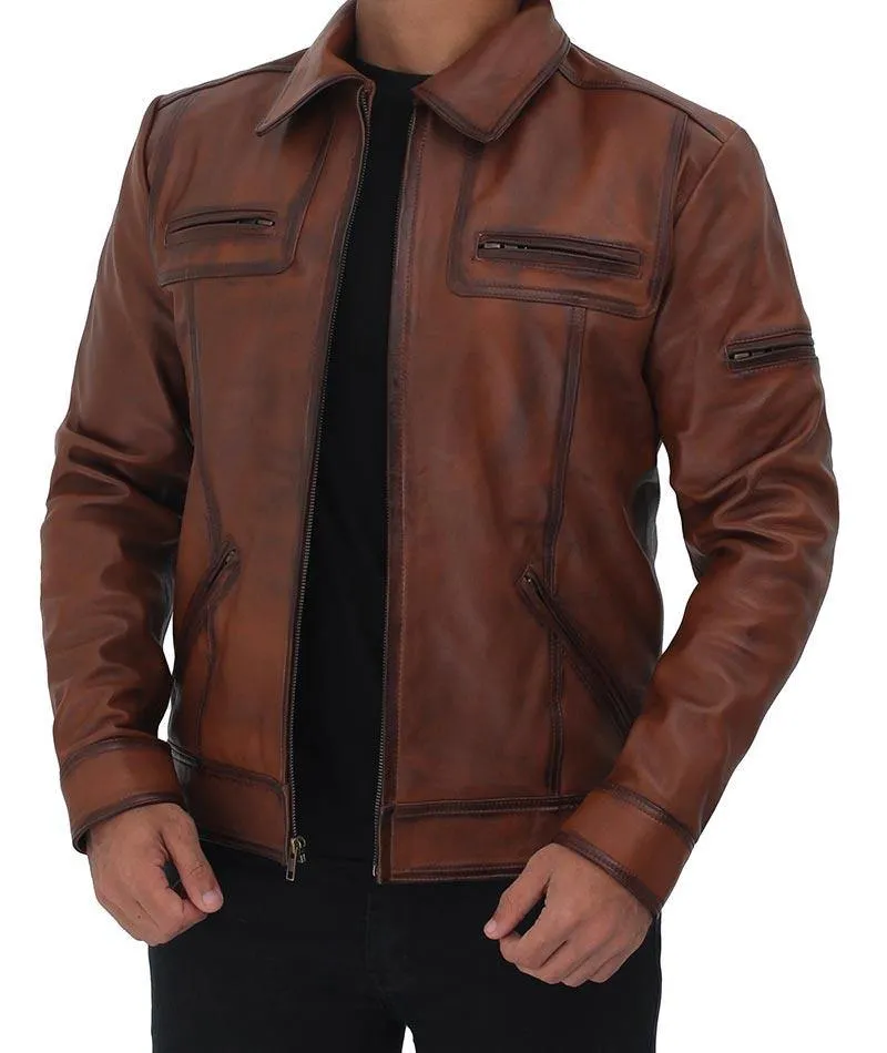 Men's Brown Casual Biker Jacket