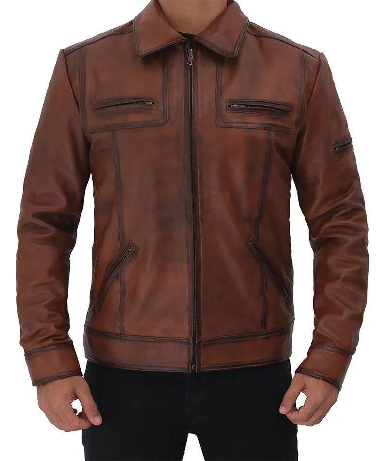 Men's Brown Casual Biker Jacket