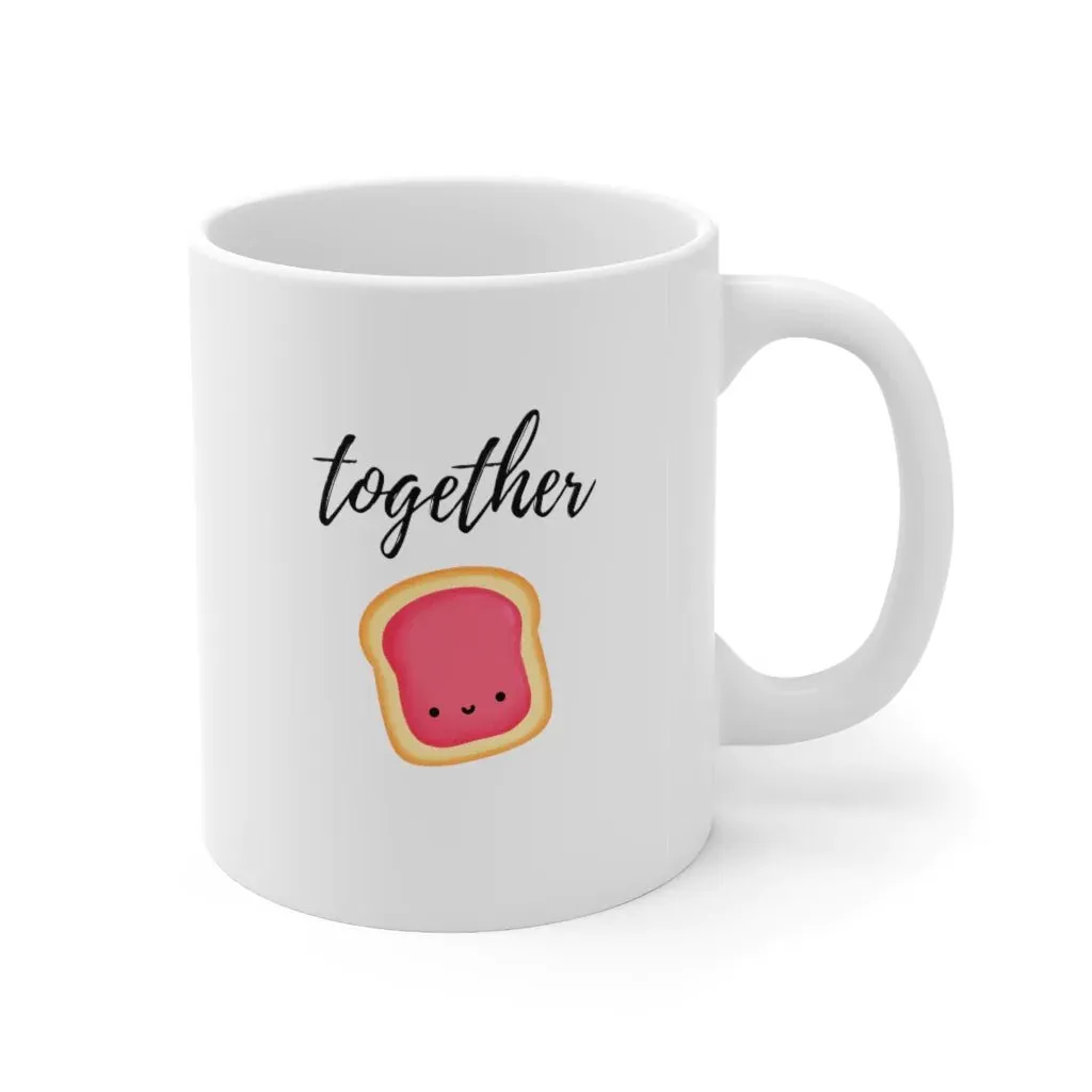 Peanut Butter / Strawberry Jam Matching Couple Mugs