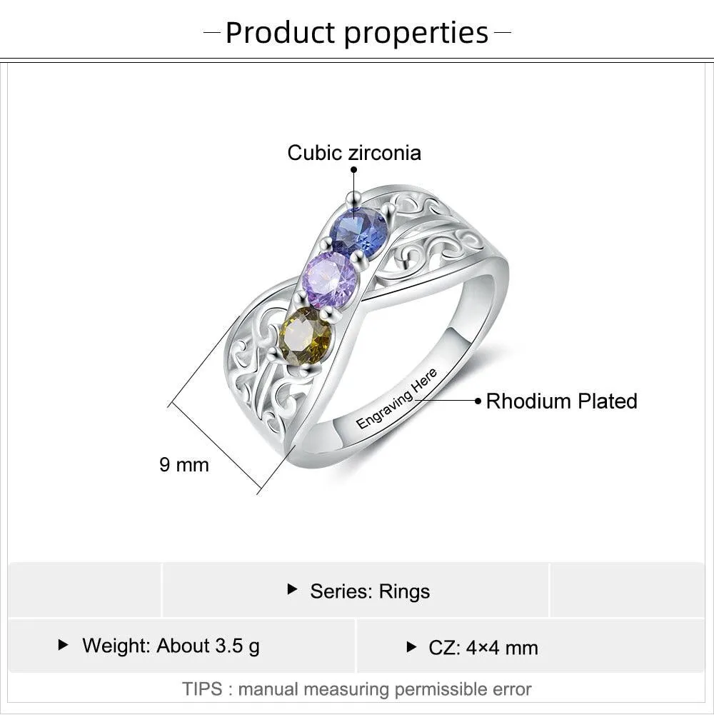 Personalized Floral Engagement Ring Engraving Floral Ring