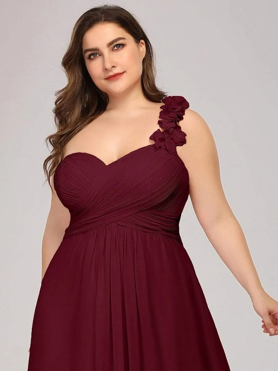 Plus Size Chiffon One Shoulder Sweetheart Neck Bridesmaid Dress