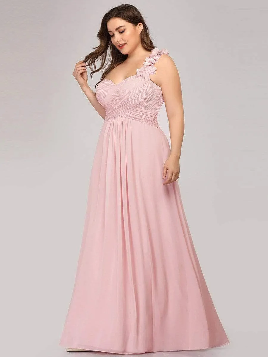 Plus Size Chiffon One Shoulder Sweetheart Neck Bridesmaid Dress