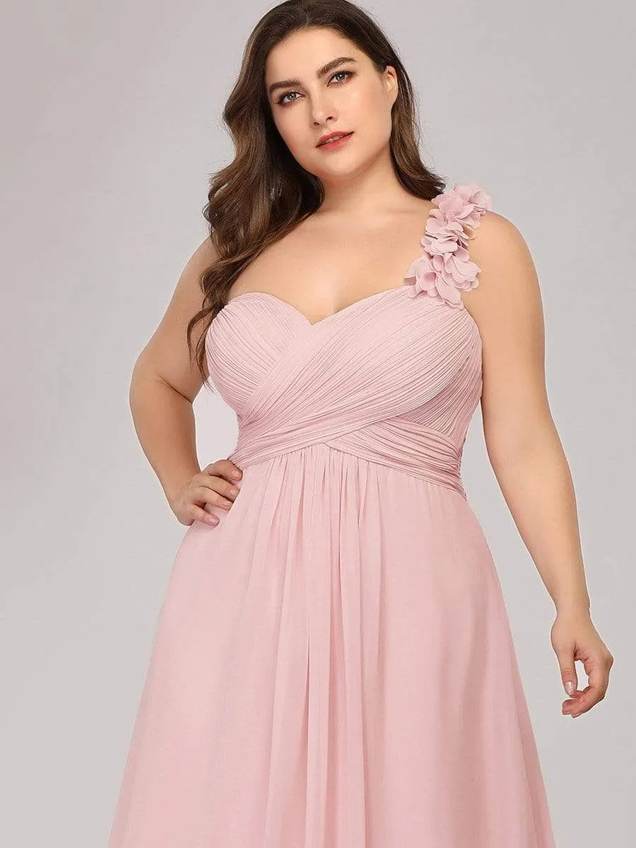 Plus Size Chiffon One Shoulder Sweetheart Neck Bridesmaid Dress