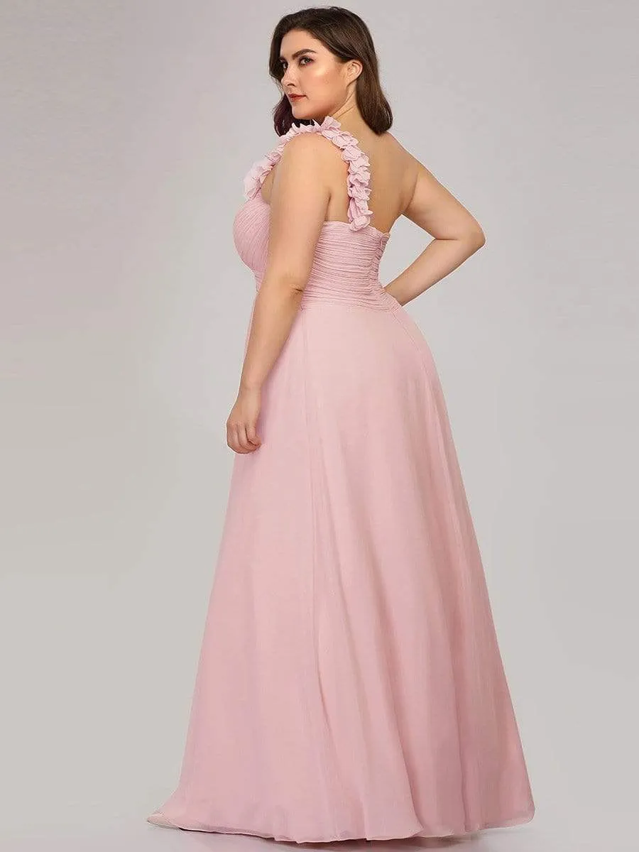 Plus Size Chiffon One Shoulder Sweetheart Neck Bridesmaid Dress