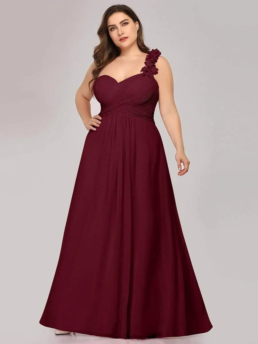 Plus Size Chiffon One Shoulder Sweetheart Neck Bridesmaid Dress