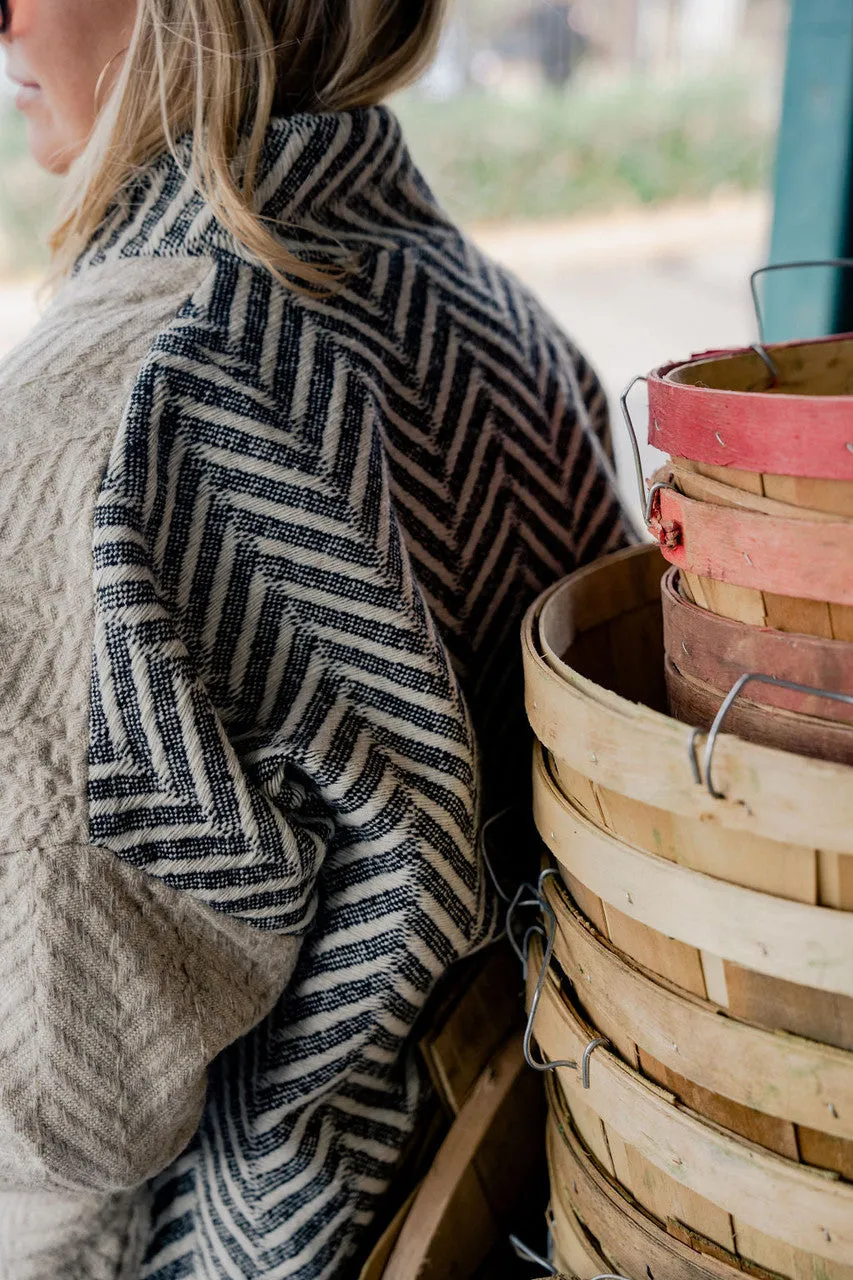 Portuguese Wool Pieper Coat in Neutral Mix-Match Herringbone