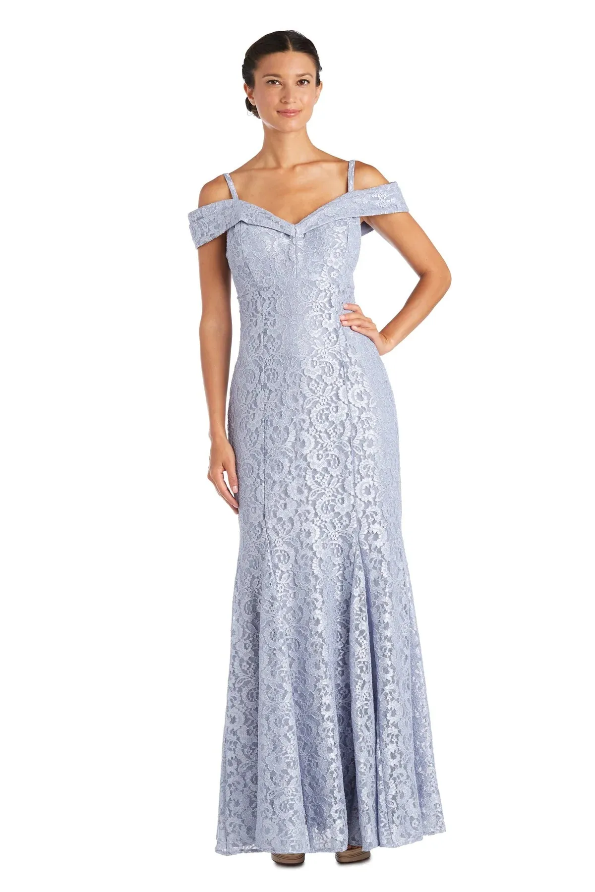 R&M Richards Women's Off-The-Shoulder Lace Gown- Mother of the Bride Dress