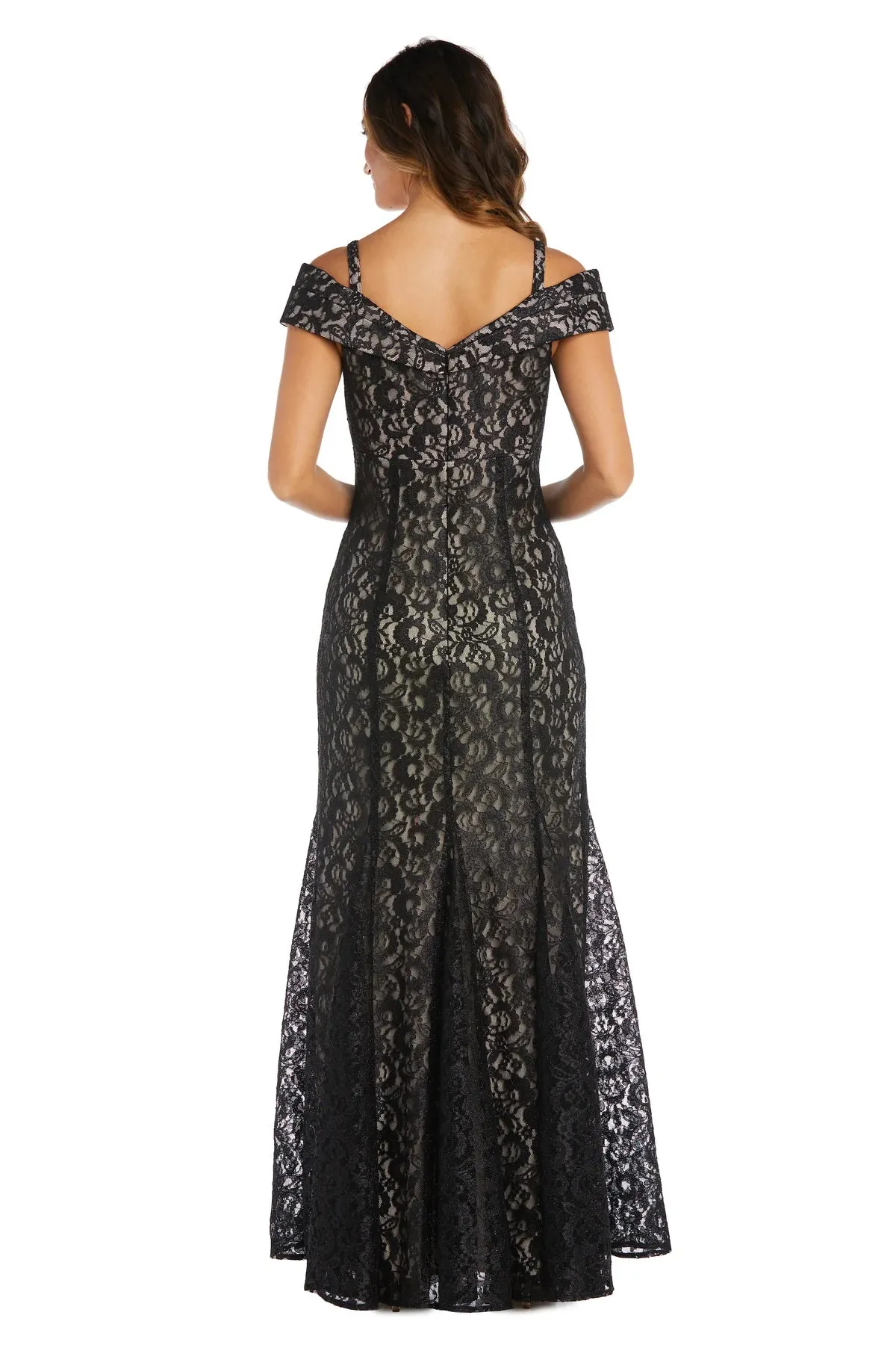 R&M Richards Women's Off-The-Shoulder Lace Gown- Mother of the Bride Dress