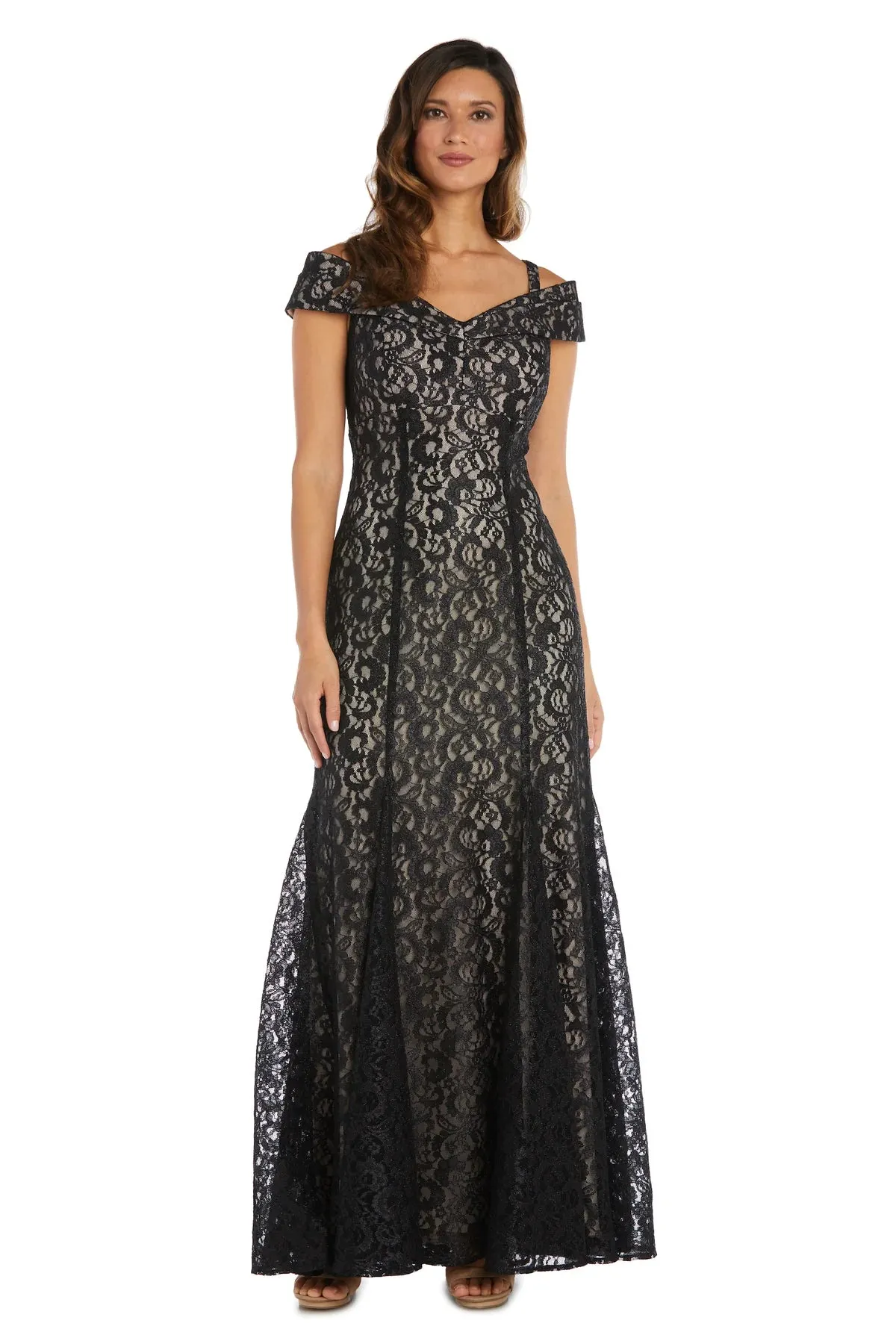 R&M Richards Women's Off-The-Shoulder Lace Gown- Mother of the Bride Dress