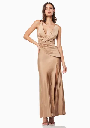 Satin Wrap Gown - Gold