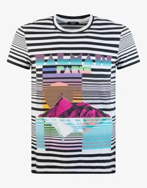 Striped Island Print T-Shirt -