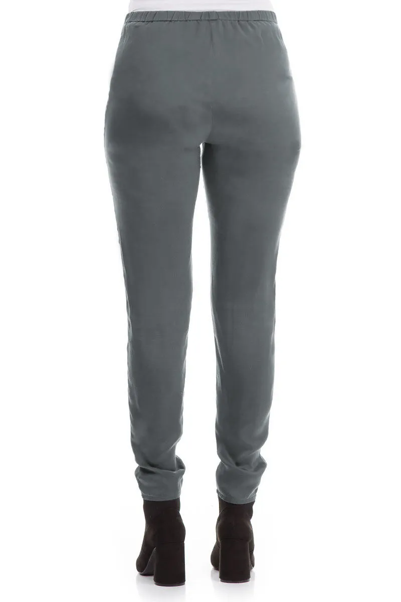 Stylish Forest Grey Silk Leggings